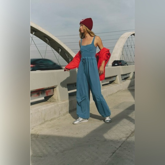 NWT Free People Movement XL Inbound Onesie in Skyline Misty Blue Jumpsuit $128 - Picture 3 of 12